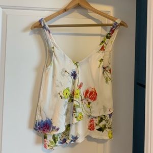Free People slightly cropped flow floral tank top